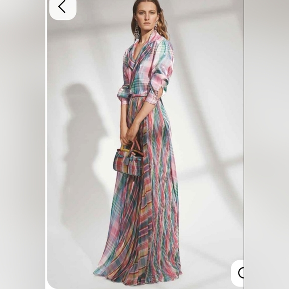 Ralph Lauren Purple Label Taylah Madras Evening Dress